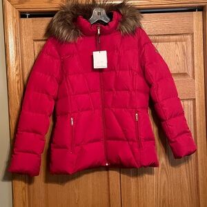 Calvin Klein Fur hood down jacket NWT